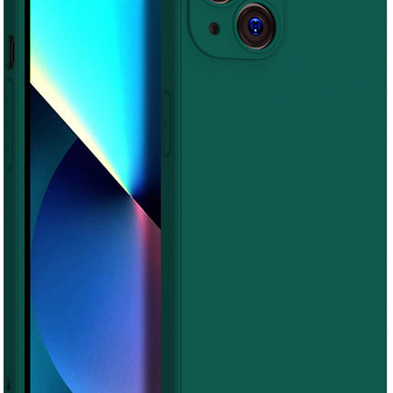 Matte Lens Protective Back Cover for Apple iPhone 13 (6.1) , Slim Silicone with Soft Lining Shockproof Flexible Full Body Bumper Case (Green)