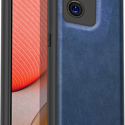 Tux Back Case For Oppo Reno 7 (5G) , Slim Leather Case with Soft Edge Shockproof Back Cover (Blue)