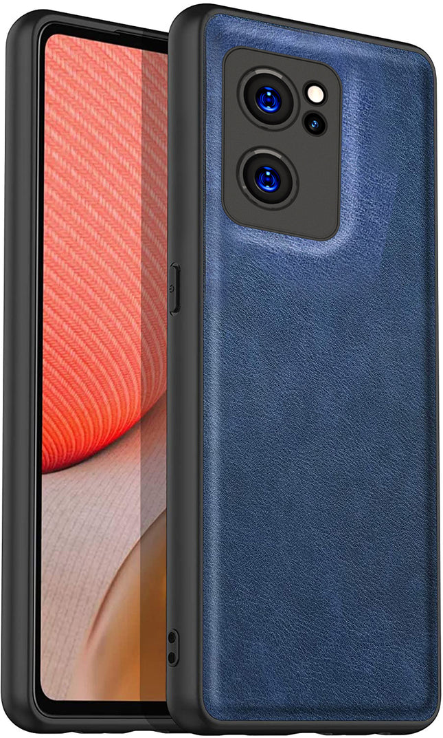 Tux Back Case For Oppo Reno 7 (5G) , Slim Leather Case with Soft Edge Shockproof Back Cover (Blue)