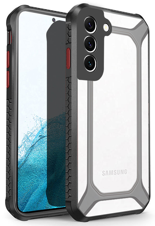 Unicorn for Samsung Galaxy S22 Clear Back Case, [Military Grade Protection] Shock Proof Slim Hybrid Bumper Cover (Black)