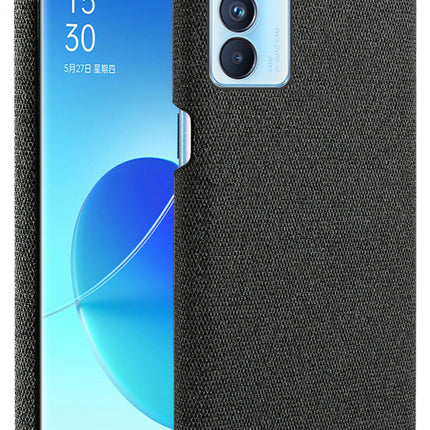 Woven Soft Fabric Case for Oppo Reno 6 Pro Back Cover, Shock Protection Slim Hard Anti Slip Back Cover (Black)