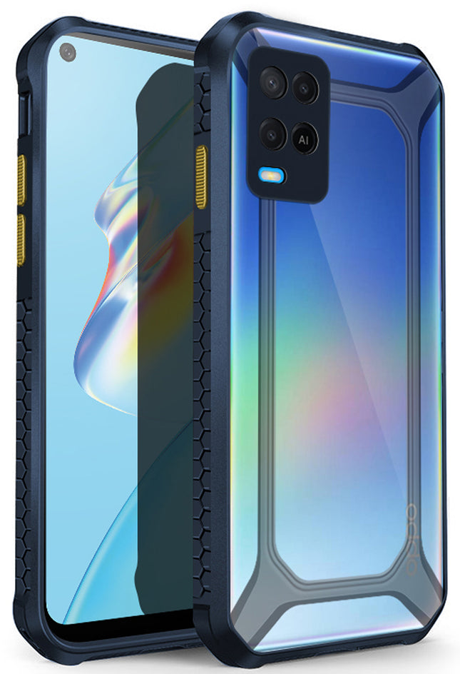 Unicorn for Oppo A54 (4G) Clear Back Case, [Military Grade Protection] Shock Proof Slim Hybrid Bumper Cover (Blue)