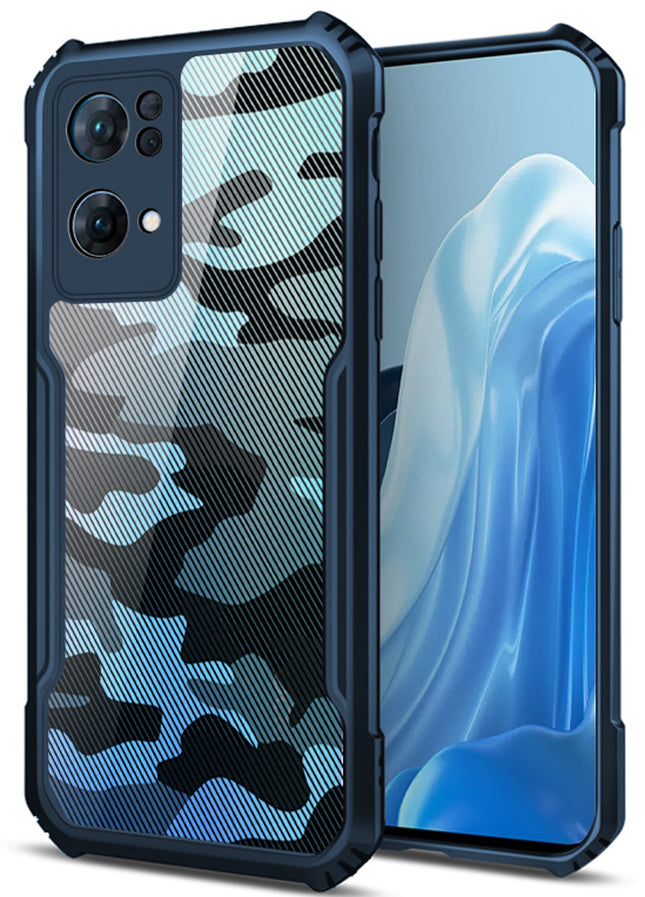 Beetle Camouflage for Oppo Reno 7 Pro (5G) Back Case, [Military Grade Protection] Shock Proof Slim Hybrid Bumper Back Cover , Blue