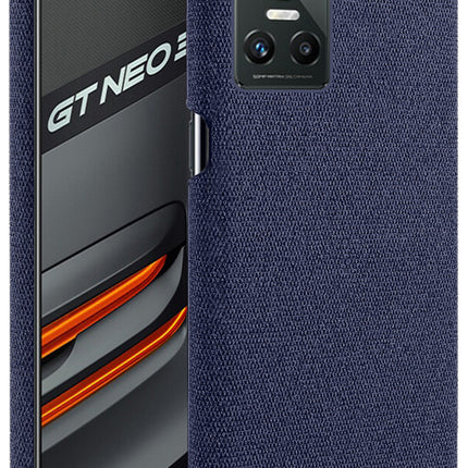 Mobizang Woven Soft Fabric Case for Realme GT Neo 3 (5G) Back Cover,  Shock Protection Slim Hard Anti Slip Back Cover (Blue)