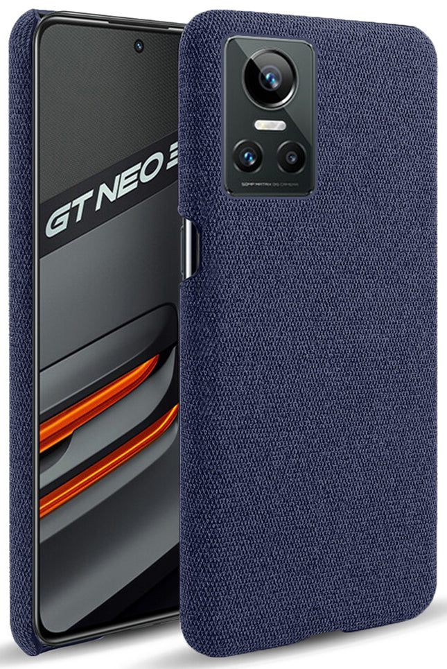 Mobizang Woven Soft Fabric Case for Realme GT Neo 3 (5G) Back Cover,  Shock Protection Slim Hard Anti Slip Back Cover (Blue)