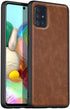 Tux Back Case For Samsung Galaxy A51 , Slim Leather Case with Soft Edge Shockproof Back Cover (Brown)