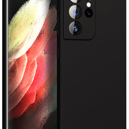 Matte Lens Protective Back Cover for Samsung Galaxy S21 Ultra , Slim Silicone with Soft Lining Shockproof Flexible Full Body Bumper Case (Black)