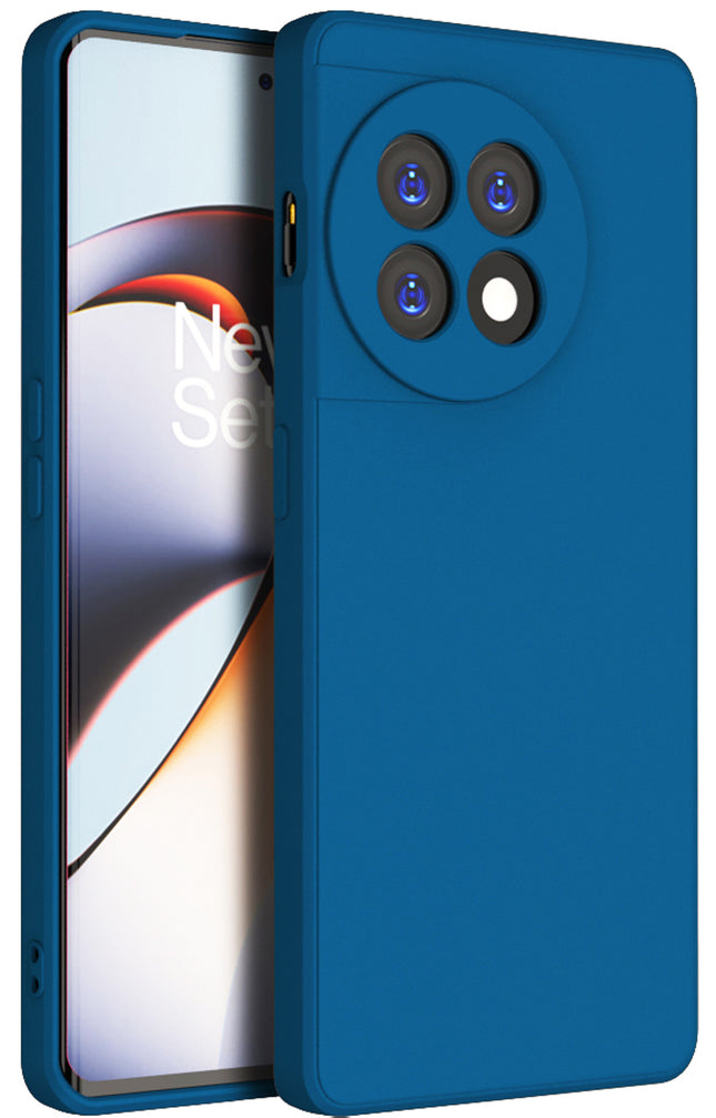 Mobizang Matte Protective Lens Flexible Back Cover for OnePlus 11R | Slim Silicone with Soft Lining Shockproof Full Body Bumper Case (Blue)