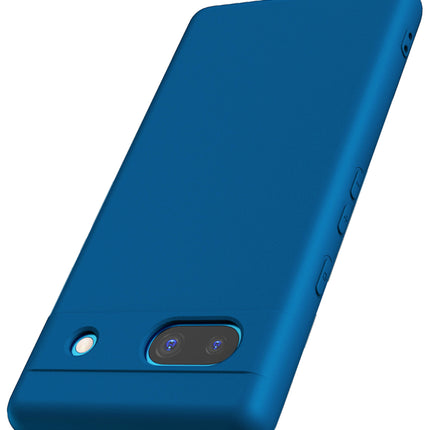 Mobizang Matte Protective Lens Flexible Back Cover for Google Pixel 7A | Slim Silicone with Soft Lining Shockproof Full Body Bumper Case (Blue)
