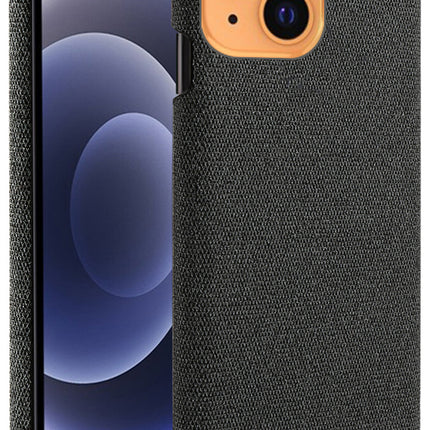 Woven Soft Fabric Case for Apple iPhone 13 Back Cover, Shock Protection Slim Hard Anti Slip Back Cover (Black)