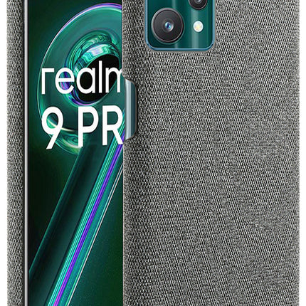 Woven Soft Fabric Case for Realme 9 Pro Back Cover, Shock Protection Slim Hard Anti Slip Back Cover (Grey)