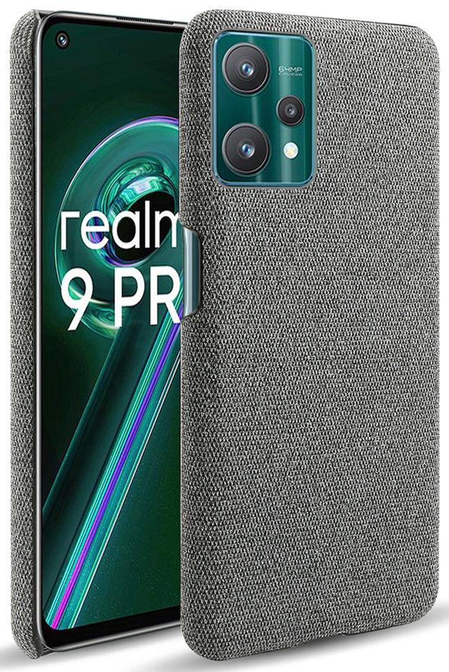 Woven Soft Fabric Case for Realme 9 Pro Back Cover, Shock Protection Slim Hard Anti Slip Back Cover (Grey)