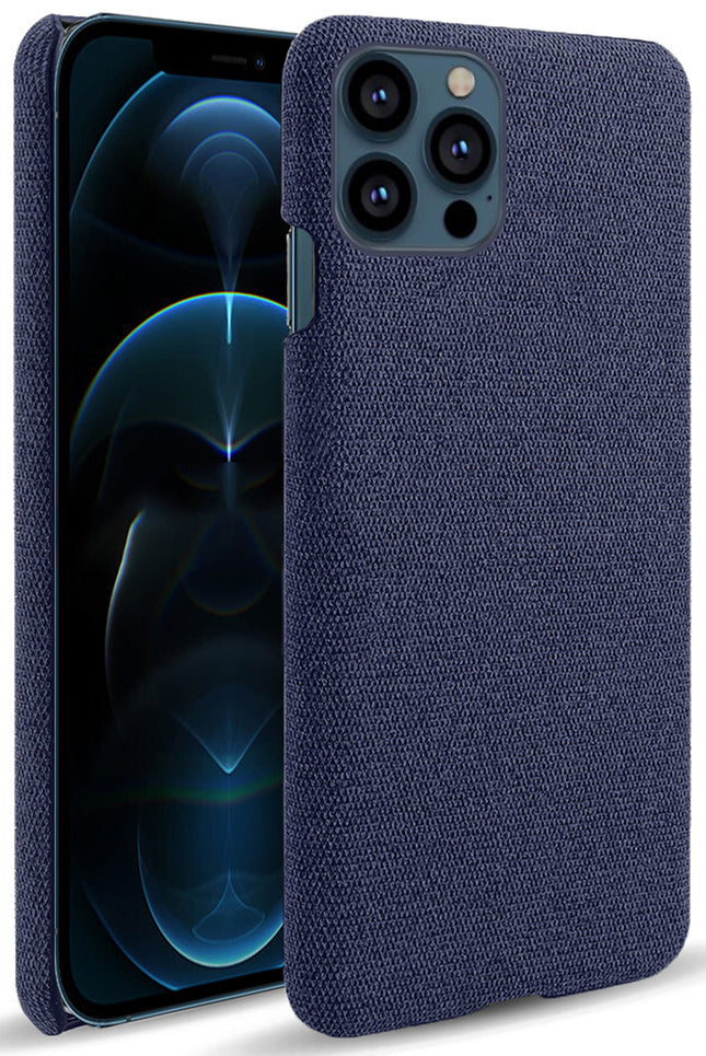 Woven Soft Fabric Case for Apple iPhone 13 Pro Max  Back Cover, Shock Protection Slim Hard Anti Slip Back Cover (Blue)