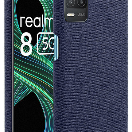 Woven Soft Fabric Case for Realme 8 (5G) Back Cover, Shock Protection Slim Hard Anti Slip Back Cover (Blue)