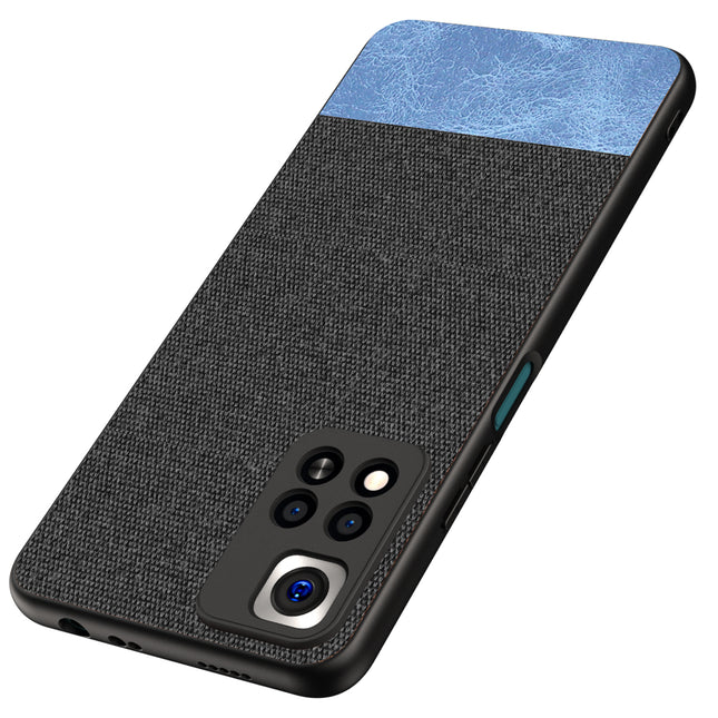 Soft Fabric & Leather Hybrid Protective Case Cover for Xiaomi 11i HyperCharge (Black,Blue)