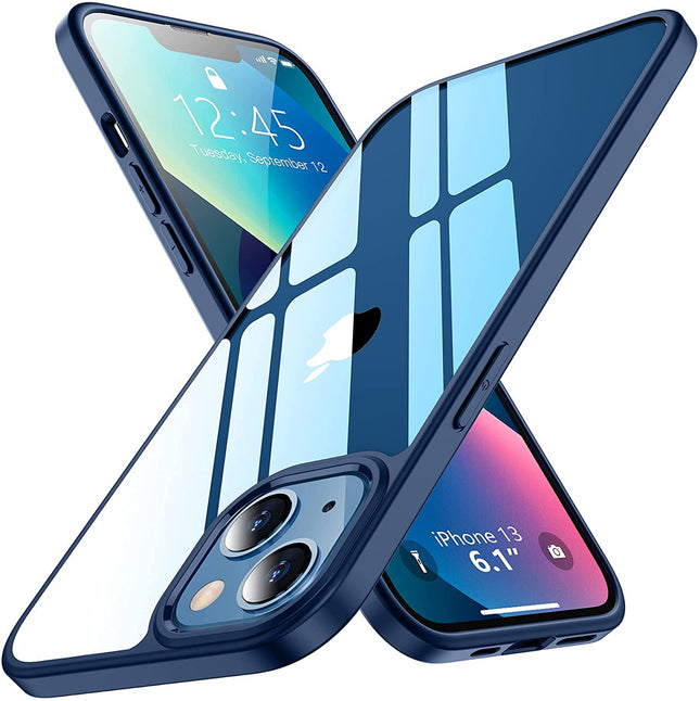 Hawkeye Clear Back Cover for Apple iPhone 13 (6.1 inch) , Camera Lens Protector Shockproof Slim Clear Case Cover (Blue)