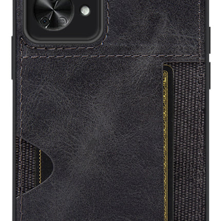 Mobizang Razor Wallet Back Case for OnePlus Nord 2T | Slim PU Leather & Fabric Cover with Inbuilt Card Pocket (Black)