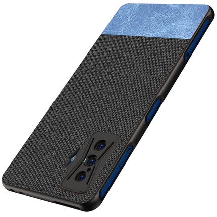 Soft Fabric & Leather Hybrid Protective Case Cover for Redmi K50 Gaming Edition (Black ,Blue)