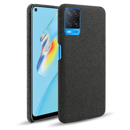 Woven Soft Fabric Case for Oppo A54 (4G) Back Cover, Shock Protection Slim Hard Anti Slip Back Cover (Black)