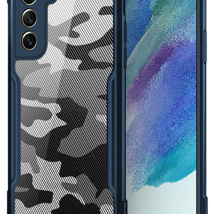 Beetle Camouflage for Samsung Galaxy S21 FE Back Case, [Military Grade] Shockproof Slim Hybrid Cover (Blue)