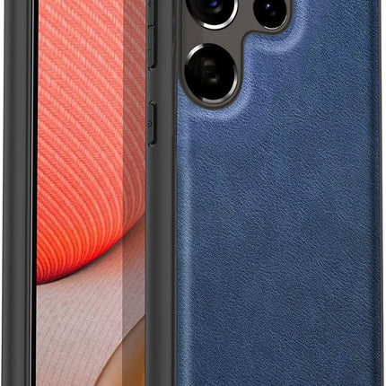 Tux Back Case For Samsung Galaxy S22 Ultra , Slim Leather Case with Soft Edge Shockproof Back Cover (Blue)