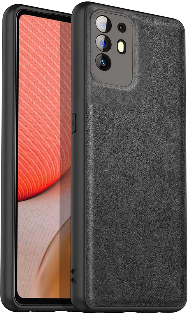 Tux Back Case for Oppo F19 Pro Plus, Slim Leather Case with Soft Edge Shockproof Back Cover (Black)