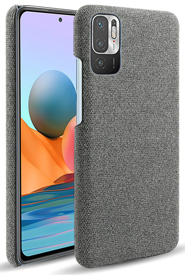 Woven Soft Fabric Case for Poco M3 Pro Back Cover, Shock Protection Slim Hard Anti Slip Back Cover (Grey)