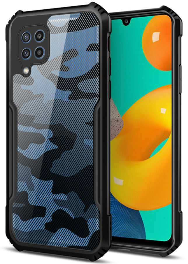Beetle Camouflage for Samsung Galaxy A22 (4G) Back Case, [Military Grade Protection] Shock Proof Slim Hybrid Bumper Cover (Black)