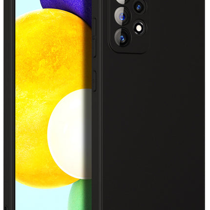 Matte Lens Protective Back Cover for Samsung Galaxy A52 , Slim Silicone with Soft Lining Shockproof Flexible Full Body Bumper Case (Black)