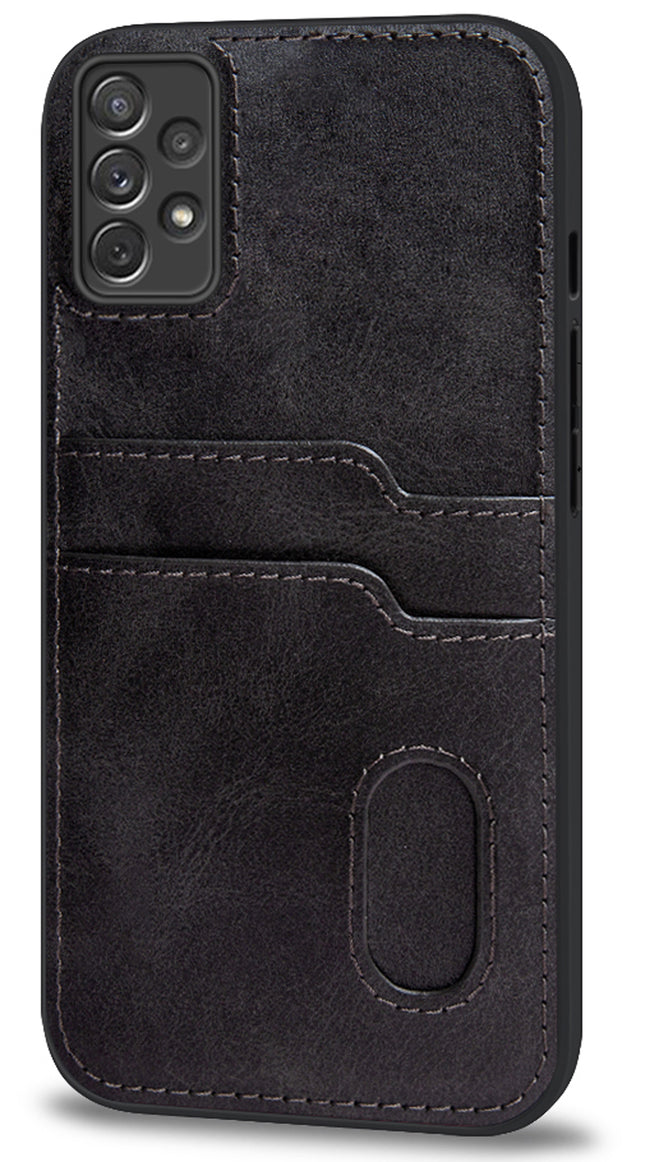 Mobizang Duo Wallet Back Case for Samsung Galaxy A73 (5G) , Slim Protective PU Leather Cover With Dual Inbuilt Card Pockets (Black)