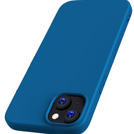 Mobizang Matte Protective Lens Flexible Back Cover for Apple iPhone 15 Plus | Slim Silicone with Soft Lining Shockproof Full Body Bumper Case (Blue)
