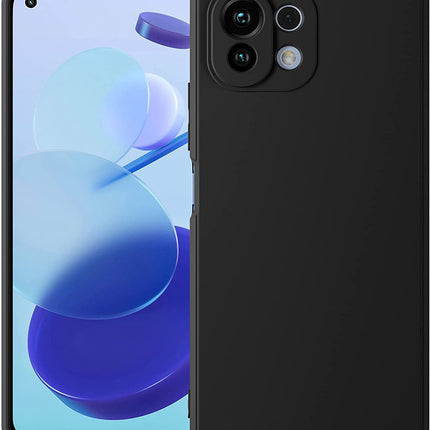 Matte Lens Protective Back Cover for Xiaomi Mi 11 Lite , Slim Silicone with Soft Lining Shockproof Flexible Full Body Bumper Case , Black