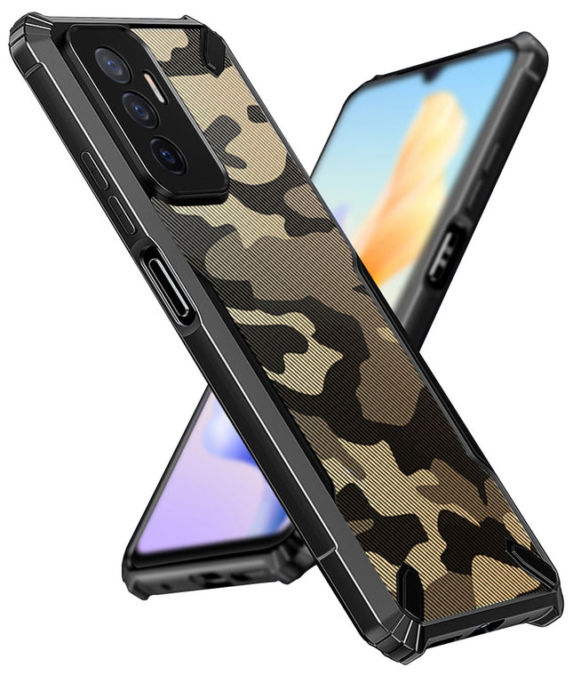 Mobizang Bull Camouflage Back Cover for Vivo V23E (5G), Shockproof Slim Hybrid Clear Case (Black)
