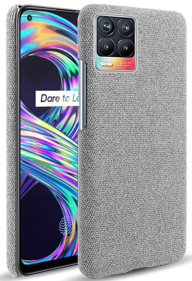 Woven Soft Fabric Case for Realme 8 Pro / Realme 8 (4G) Back Cover, Shock Protection Slim Hard Anti Slip Back Cover (Grey)