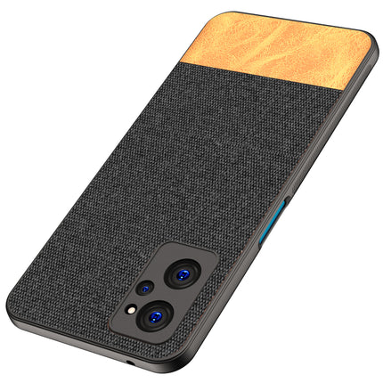 Soft Fabric & Leather Hybrid Protective Case Cover for Realme 9i (Black ,Brown)