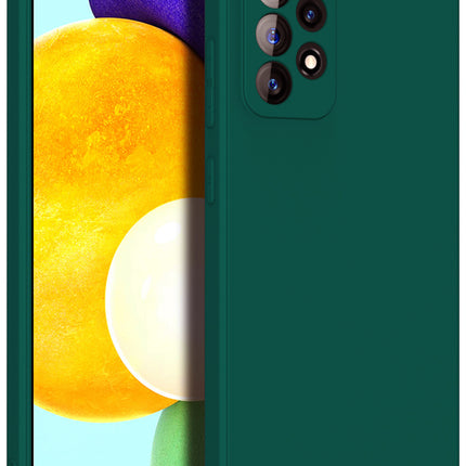 Matte Lens Protective Back Cover for Samsung Galaxy A52 , Slim Silicone with Soft Lining Shockproof Flexible Full Body Bumper Case (Green)
