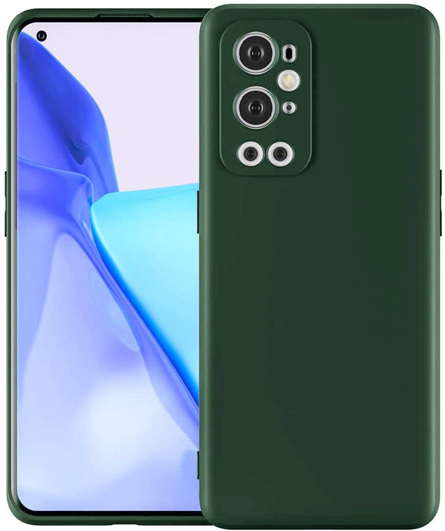 Matte Lens Protective Back Cover for OnePlus 9 PRO / One Plus 9 PRO , Slim Silicone with Soft Lining Shockproof Flexible Full Body Bumper Case (Green)