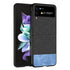 Soft Fabric & Leather Hybrid Protective Case Cover for Samsung Galaxy Z Flip 3 (Black,Blue)