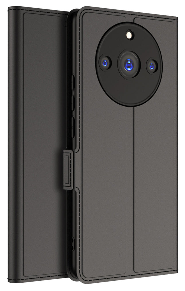 Mobizang Noble Slim Magnetic Leather Flip Case Cover for Realme 11 PRO / 11 PRO PLUS | Card Holder Stand Leather Flip Wallet Case (Black)