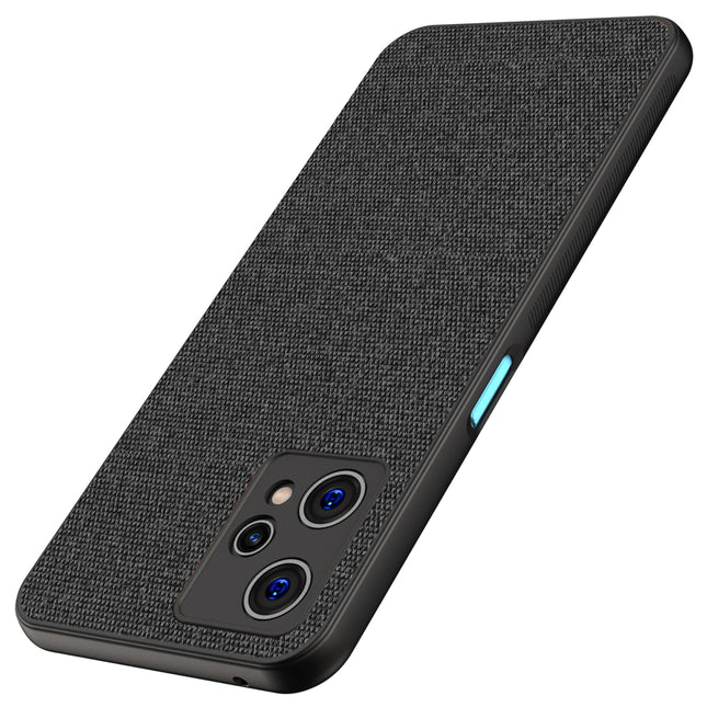 Soft Fabric Hybrid Protective Back Case Cover for Realme 9 Pro (Black)
