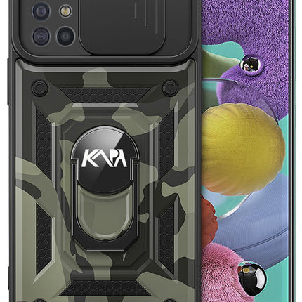 Tank Back Cover for Samsung Galaxy A71 , Inbuilt Ring & Slider [Military Grade Protection] Shockproof Lens Protection Case (Black)