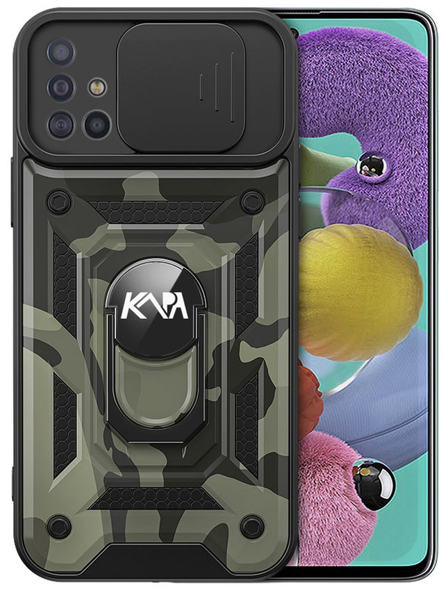 Tank Back Cover for Samsung Galaxy A71 , Inbuilt Ring & Slider [Military Grade Protection] Shockproof Lens Protection Case (Black)
