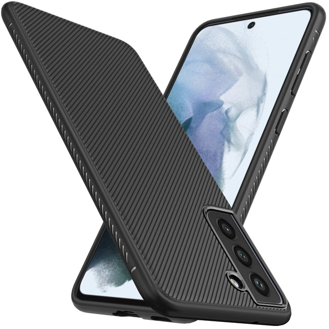 Twill Shockproof Soft Flexible Back Case Cover for Samsung Galaxy S21 FE (Black)