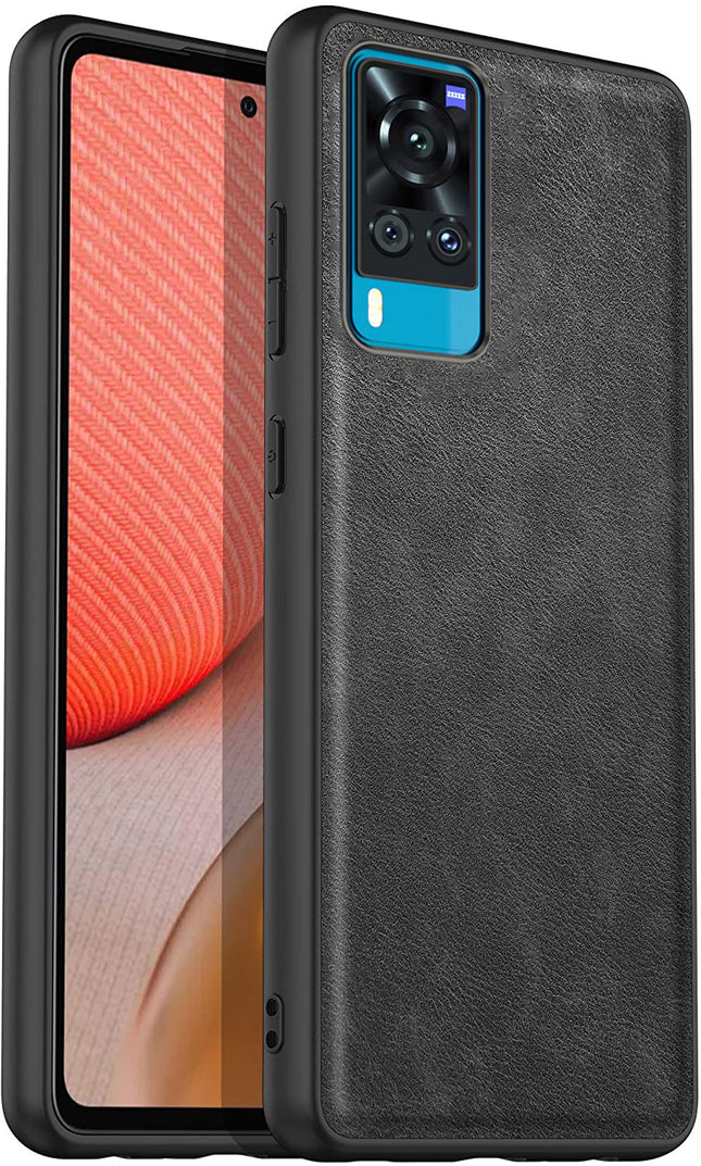 Tux Back Case for Vivo X60 , Slim Leather Case with Soft Edge Shockproof Back Cover (Black)