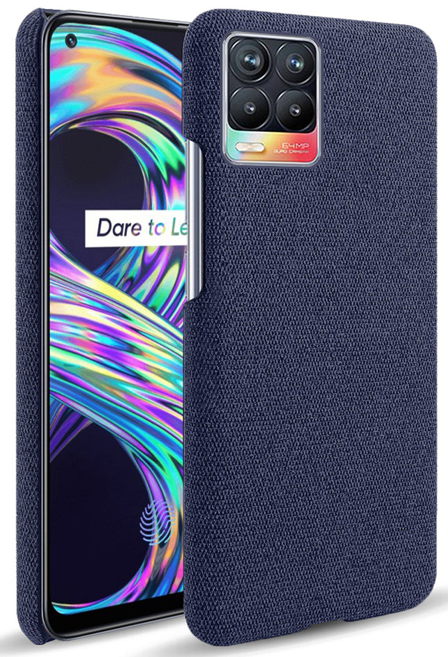 Woven Soft Fabric Case for Realme 8 Pro / Realme 8 (4G) Back Cover, Shock Protection Slim Hard Anti Slip Back Cover (Blue)