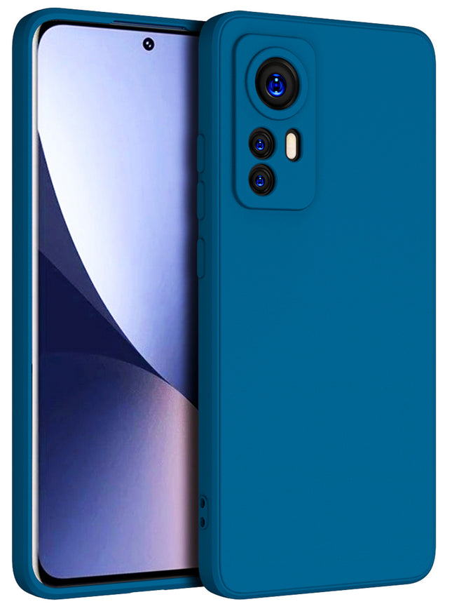 Matte Lens Protective Shockproof Flexible Back Cover for Xiaomi 12 PRO (5G), Slim Silicone with Soft Lining Shockproof Flexible Full Body Bumper Case (Blue)