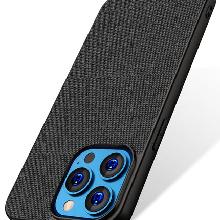 Mobizang Soft Fabric Hybrid Protective Back Case Cover for Apple iPhone 14 Pro (Black)