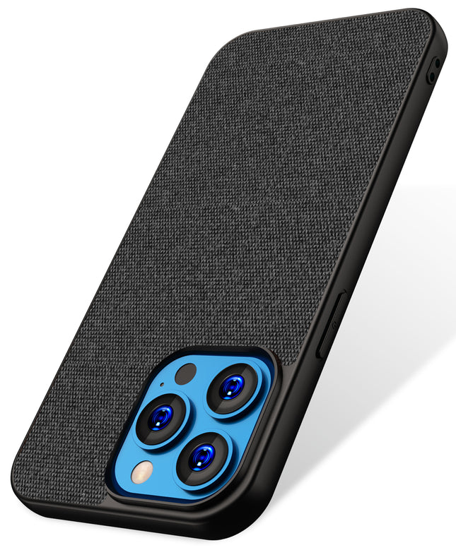 Mobizang Soft Fabric Hybrid Protective Back Case Cover for Apple iPhone 14 Pro (Black)