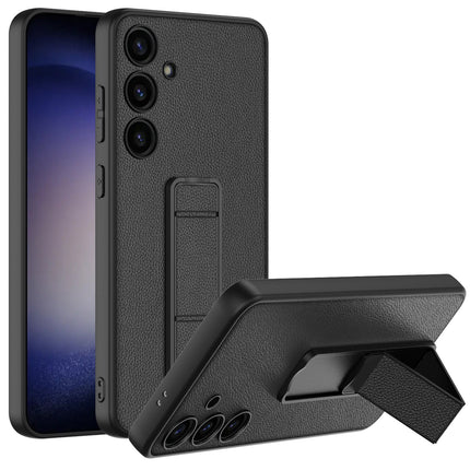 Mobizang Leather Ultra Thin Back Case for Samsung Galaxy S24 Plus Cover | with Adjustable Stand Stand Full Body Protection Back Cover (Black)