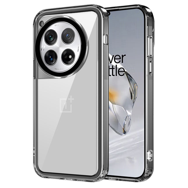 Mobizang Warrior Acrylic Clear Back Cover For OnePlus 12R | Slim Shockproof [Military Grade Protection] Hybrid Bumper Case (Grey Sides)